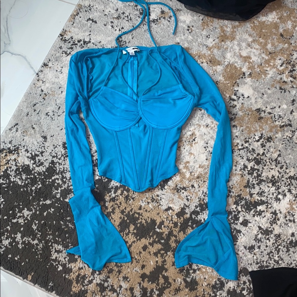 Fashion Nova Turquoise Corset Top